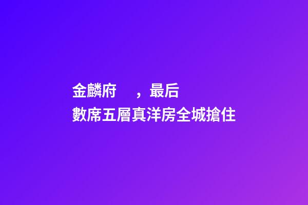 金麟府，最后數席五層真洋房全城搶住